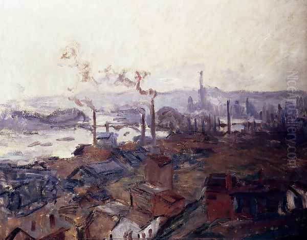 General View Of Rouen From St. Catherine's Bank Oil Painting by Claude Oscar Monet