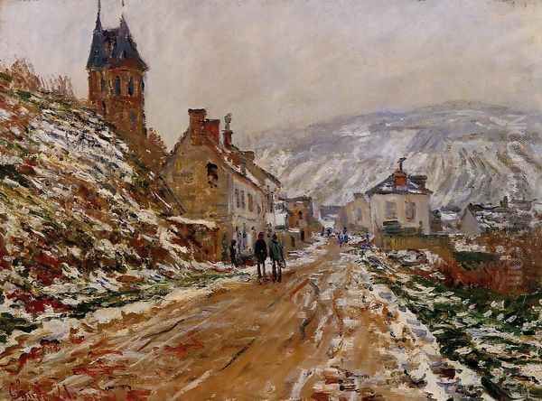 The Road In Vetheuil In Winter Oil Painting by Claude Oscar Monet