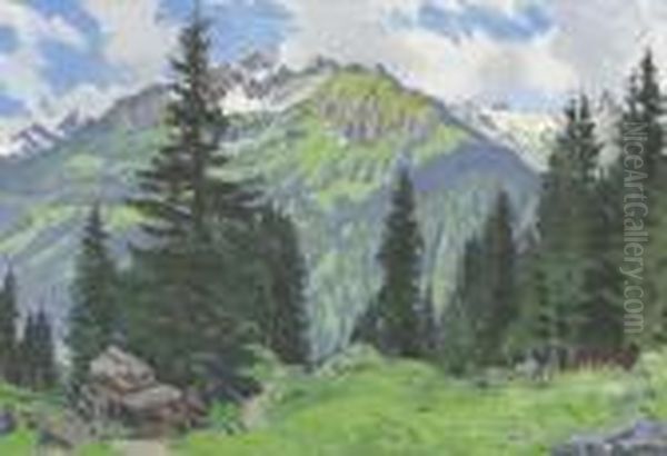 Landschaft Bei Wengen Oil Painting by Waldemar Fink