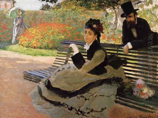 The Beach Aka Camille Monet On A Garden Bench Oil Painting by Claude Oscar Monet