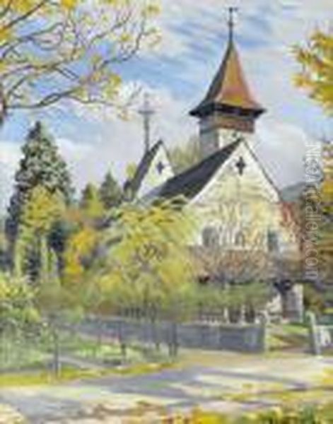 Kirche Von Scherzlingen Oil Painting by Waldemar Fink