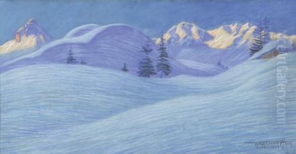 Winterliche Morgenstimmung Bei Adelboden Oil Painting by Waldemar Fink