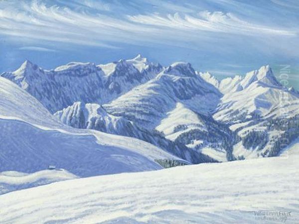 Wildhornkette In Fohnstimmung Oil Painting by Waldemar Fink