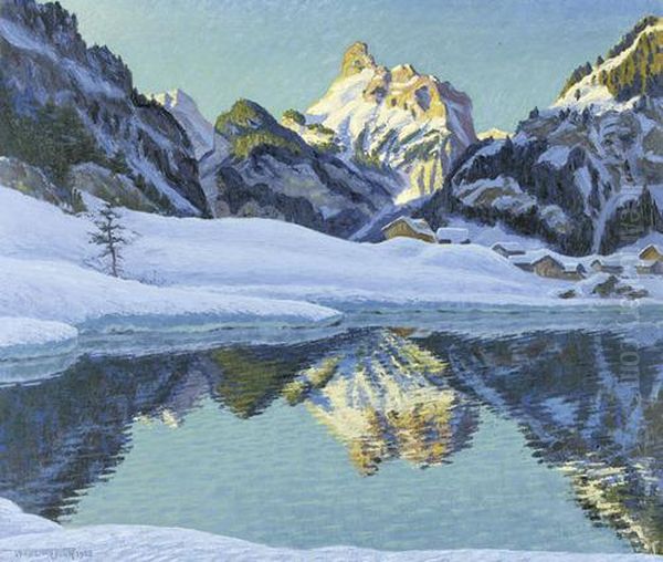 Wintermorgen Bei Kandersteg Oil Painting by Waldemar Fink