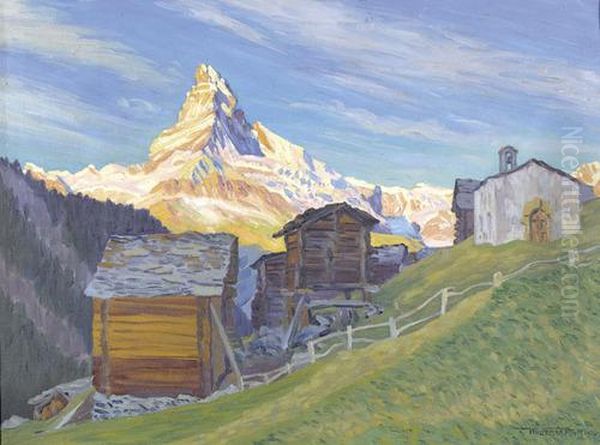 Fruhmorgen In Findelen, Zermatt, Mit Matterhorn Oil Painting by Waldemar Fink