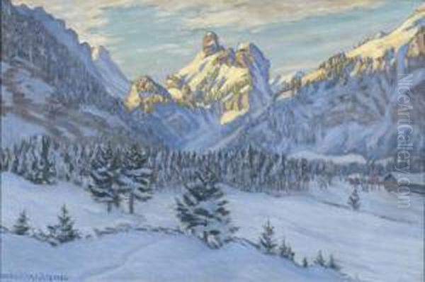 Wintermorgen Oil Painting by Waldemar Fink