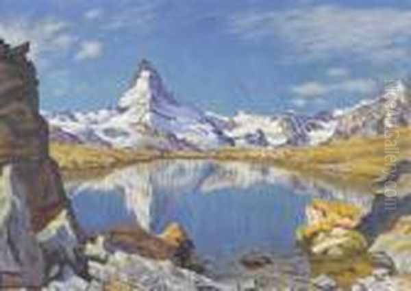 Herbsttag Am Stellisee Oil Painting by Waldemar Fink