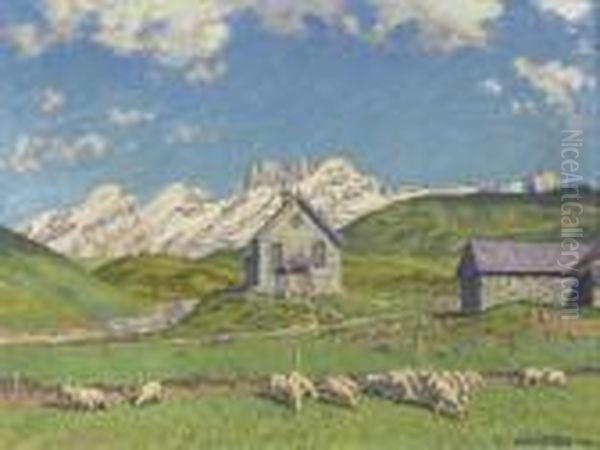 Sommertag Auf Der Fiescheralp Oil Painting by Waldemar Fink