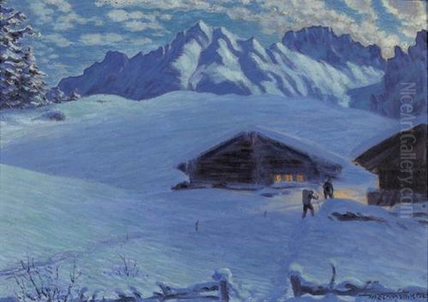 Mondaufgang Bei Adelboden Oil Painting by Waldemar Fink