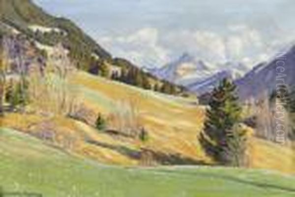 Aprilvorabend Bei Gstaad Oil Painting by Waldemar Fink