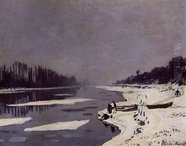 Ice Floes On The Saine At Bougival Oil Painting by Claude Oscar Monet