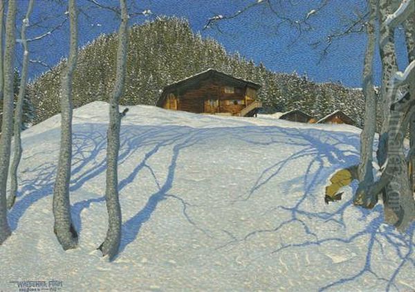 Winteridyll Oil Painting by Waldemar Fink