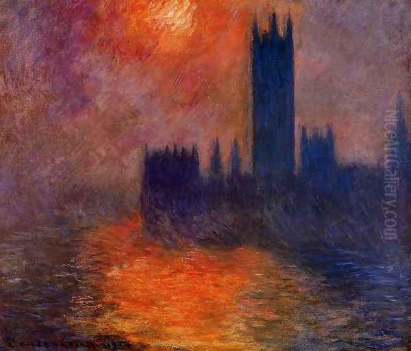 Houses of Parliament, Sunset I Oil Painting by Claude Oscar Monet