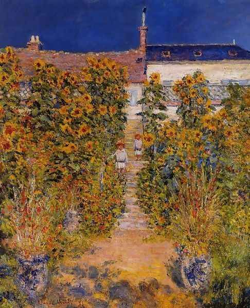 The Artists Garden At Vetheuil Oil Painting by Claude Oscar Monet