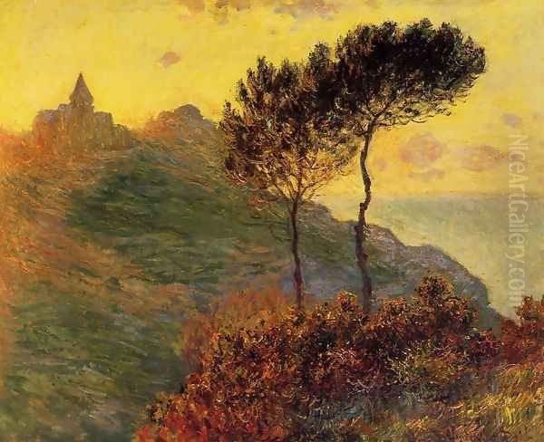 The Church At Varengeville Against The Sunset Oil Painting by Claude Oscar Monet