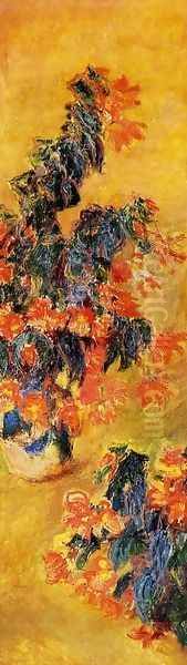 Red Azalias In A Pot Oil Painting by Claude Oscar Monet