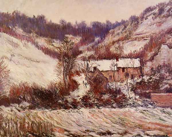 Snow Effect At Falaise Oil Painting by Claude Oscar Monet