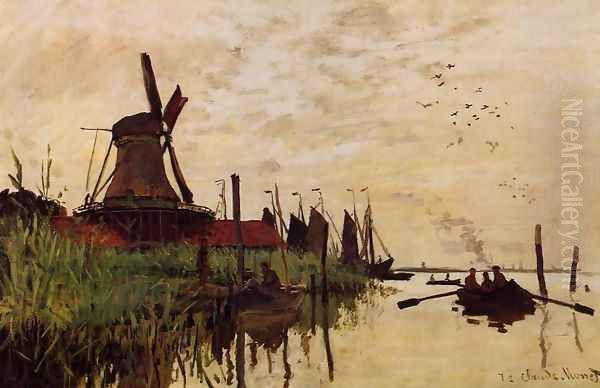 Windmill At Zaandam Oil Painting by Claude Oscar Monet