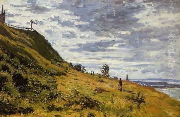 Taking A Walk On The Cliffs Of Sainte Adresse Oil Painting by Claude Oscar Monet