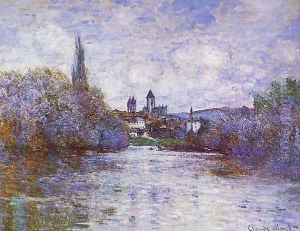 The Small Arm Of The Seine At Vetheuil Oil Painting by Claude Oscar Monet