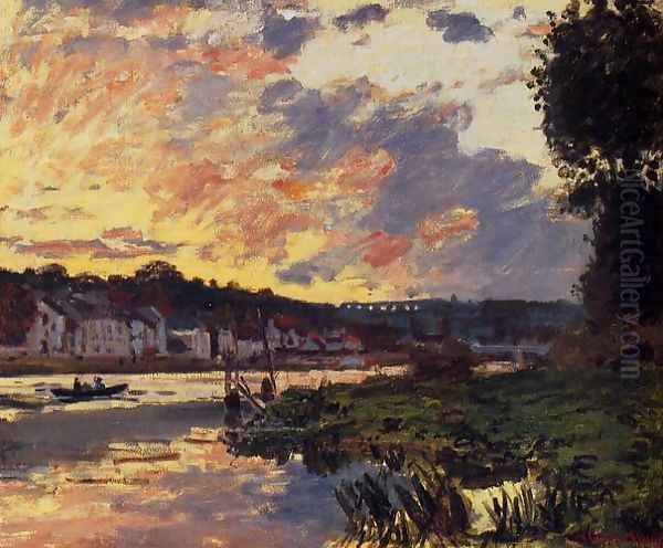 The Seine At Bougeval Evening Aka Bougival Oil Painting by Claude Oscar Monet