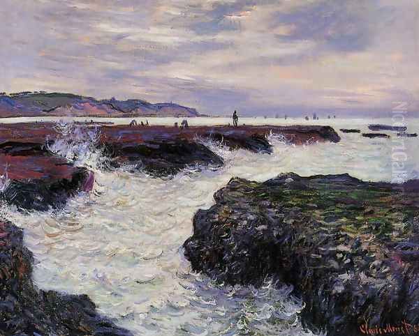 The Rocks At Pourville Low Tide Oil Painting by Claude Oscar Monet