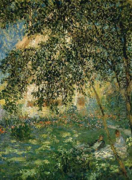 Relaxing In The Garden Argenteuil Oil Painting by Claude Oscar Monet