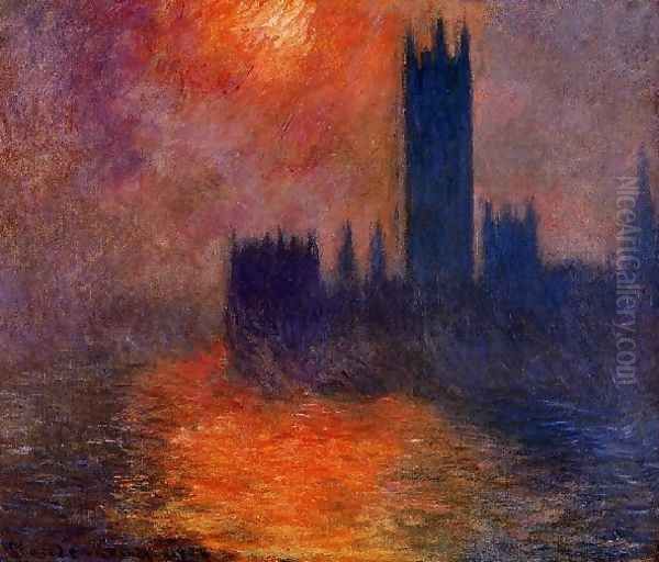 Houses Of Parliament Sunset Oil Painting by Claude Oscar Monet