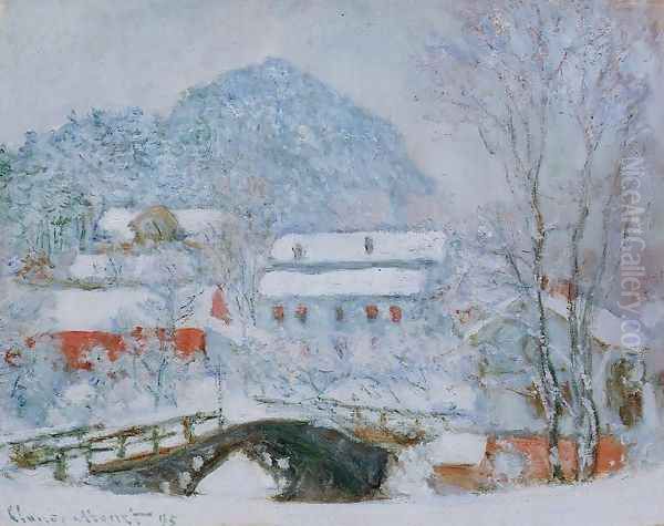 Sandviken Village In The Snow Oil Painting by Claude Oscar Monet