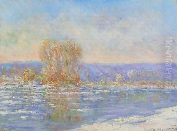 Floating Ice Near Bennecourt Oil Painting by Claude Oscar Monet