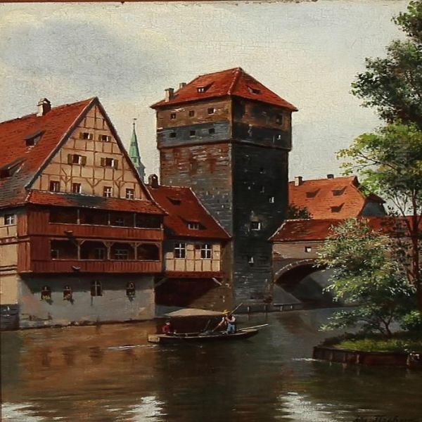 Henkersteg In Nuremberg Oil Painting by August Fischer