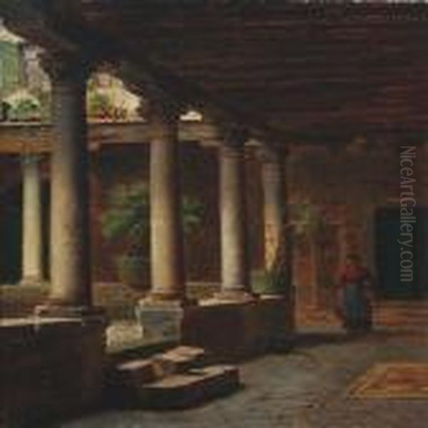 Italian Pergola Oil Painting by August Fischer