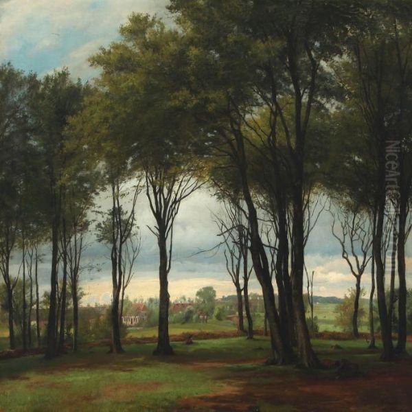 On The Fringes Of Aforest Oil Painting by August Fischer