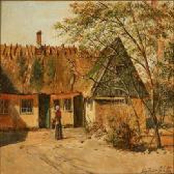 Gaard I Utterslov Oil Painting by August Fischer