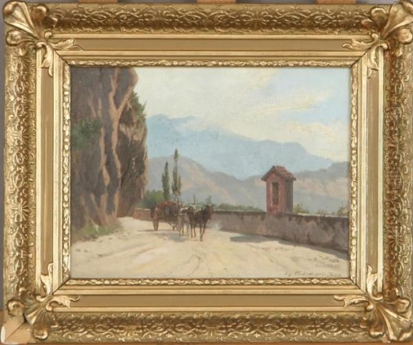 Vej Ved Riva I Tyrol Oil Painting by August Fischer