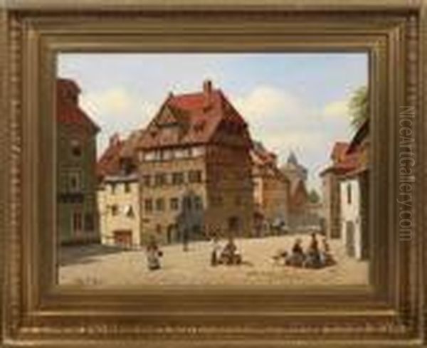 A. Durers Hus - Nurnberg Oil Painting by August Fischer