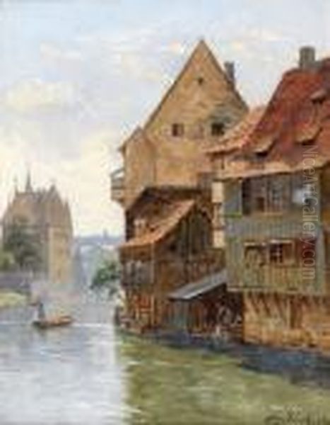 Nurnberg Oil Painting by August Fischer