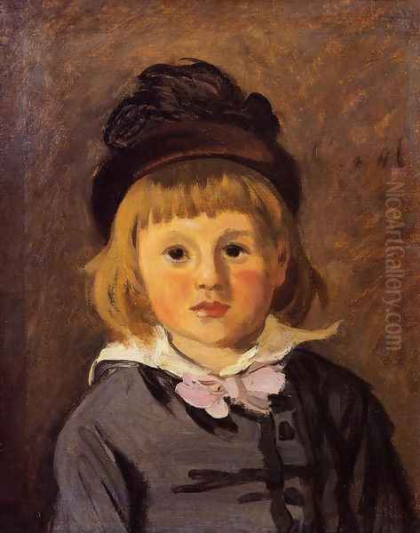 Portrait Of Jean Monet Wearing A Hat With A Pompom Oil Painting by Claude Oscar Monet