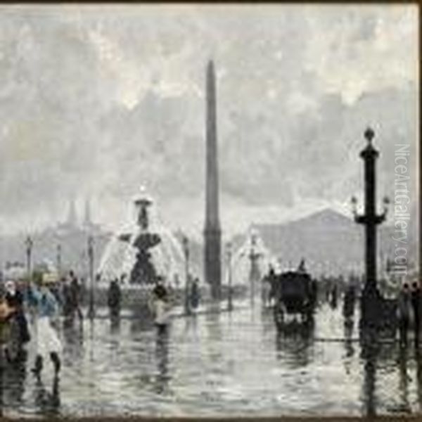 Fra Concordepladsen I Paris Oil Painting by Paul-Gustave Fischer