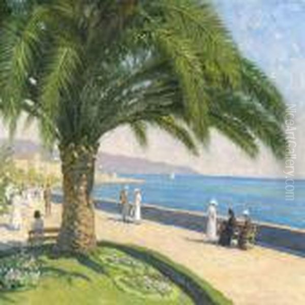 Under The Palms In San Remo Oil Painting by Paul-Gustave Fischer