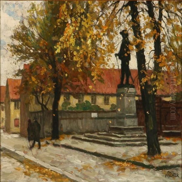 Autumn Day In Nyboder, Denmark Oil Painting by Paul-Gustave Fischer