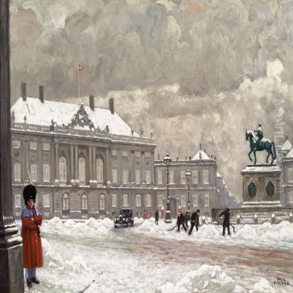 Amalienborg Square Oil Painting by Paul-Gustave Fischer