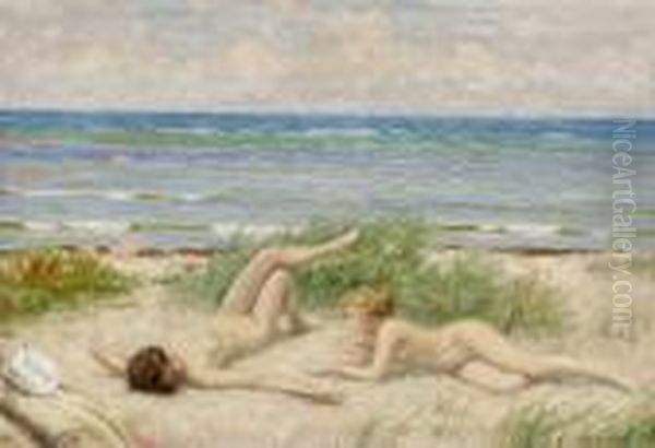 Strandbild Fran Bastad Oil Painting by Paul-Gustave Fischer