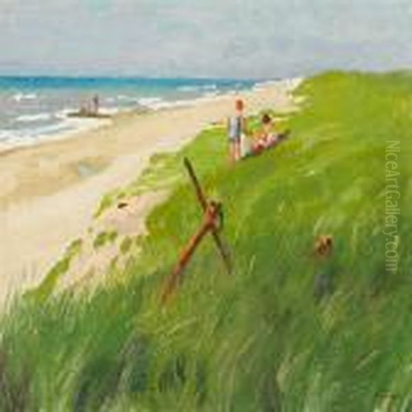 Et Rustent Anker Ved Stranden Oil Painting by Paul-Gustave Fischer