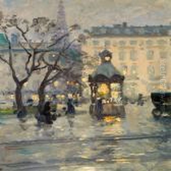 Nytorv In Copenhagen Oil Painting by Paul-Gustave Fischer