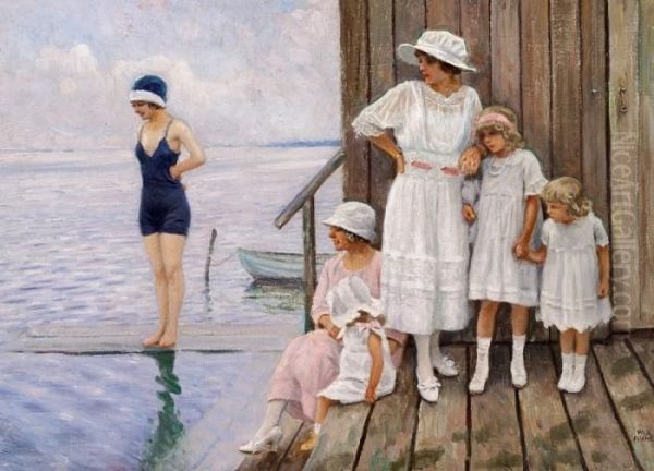 Young Girls At The Seaside Oil Painting by Paul-Gustave Fischer