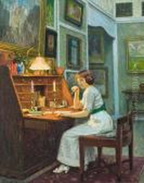 The Letter Oil Painting by Paul-Gustave Fischer