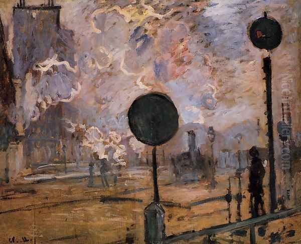 Exterior Of Saint Lazare Station Aka The Signal Oil Painting by Claude Oscar Monet