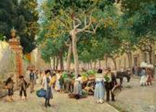 At The Market Naples Oil Painting by Paul-Gustave Fischer