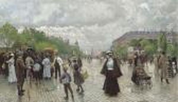 Hvad Er Der Pa Faerde (what Is Going On In Copenhagen?) Oil Painting by Paul-Gustave Fischer